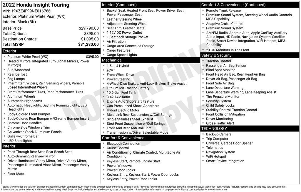 2022 Honda Insight Touring