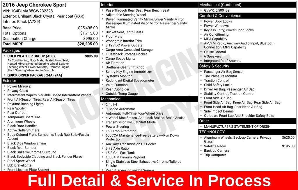 2016 Jeep Cherokee Sport