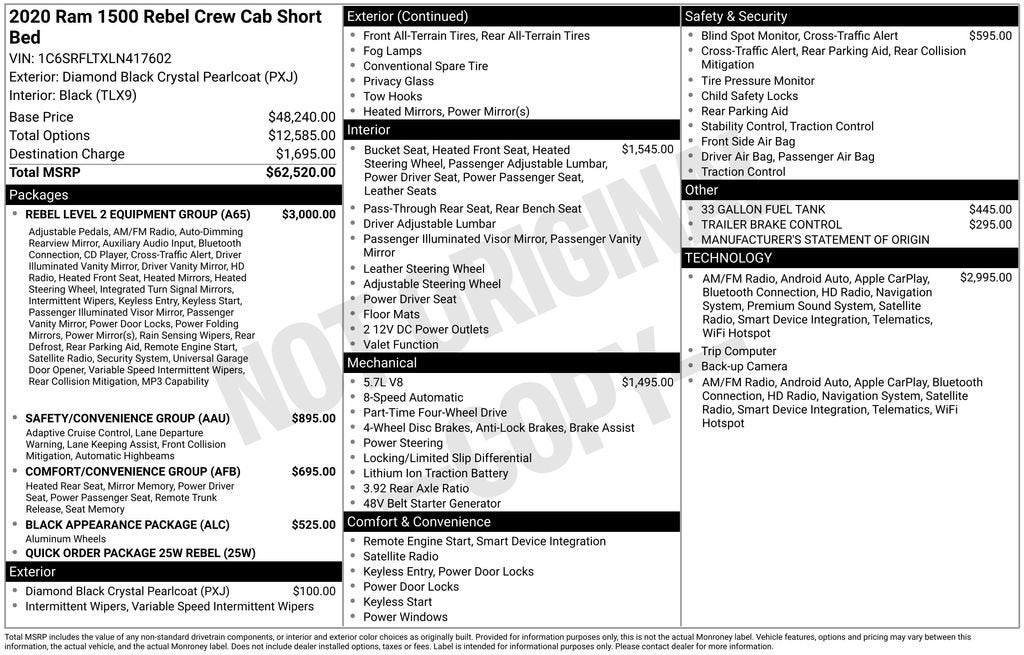 2020 RAM 1500 Rebel