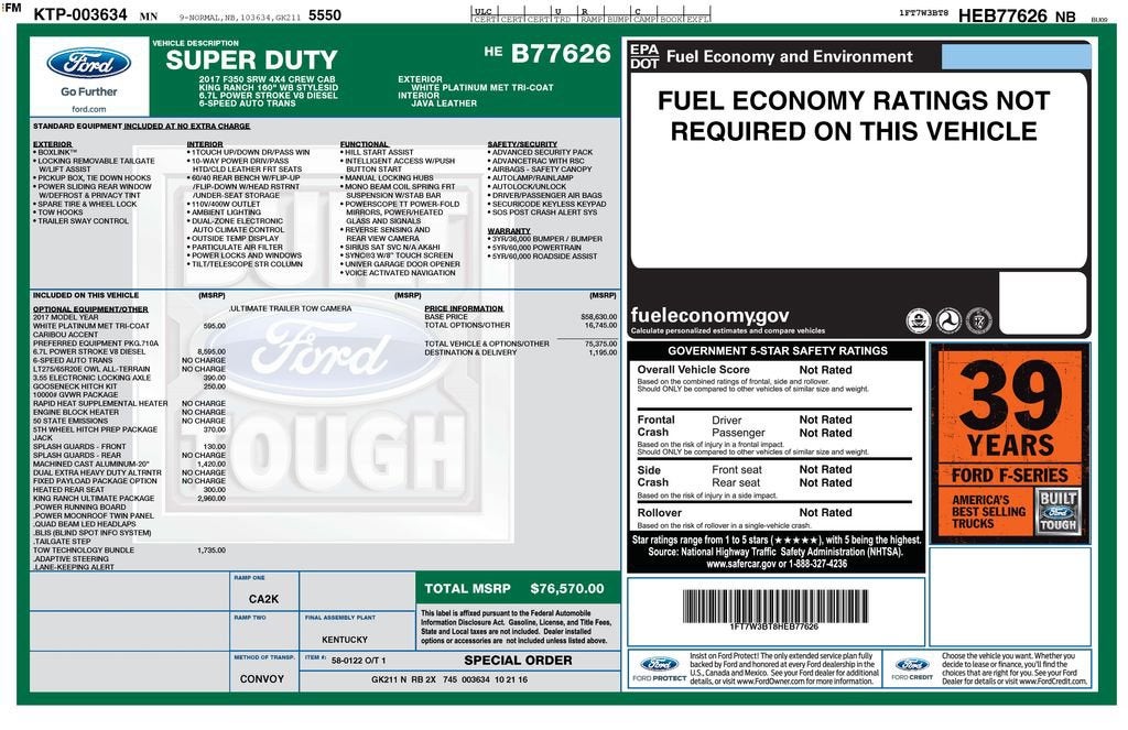 2017 Ford Super Duty F-350 SRW Platinum