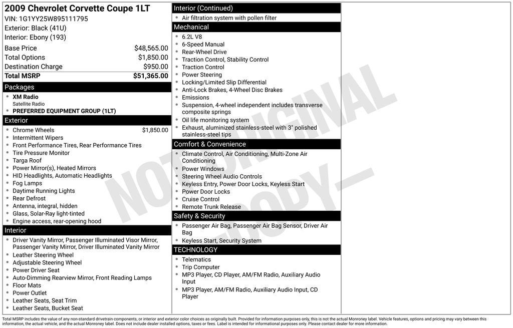2009 Chevrolet Corvette w/1LT