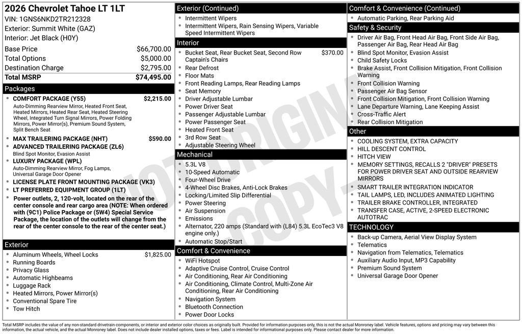 2026 Chevrolet Tahoe LT