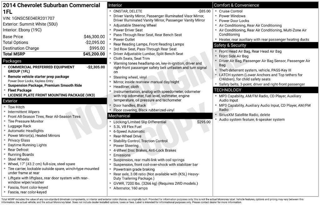 2014 Chevrolet Suburban Commercial