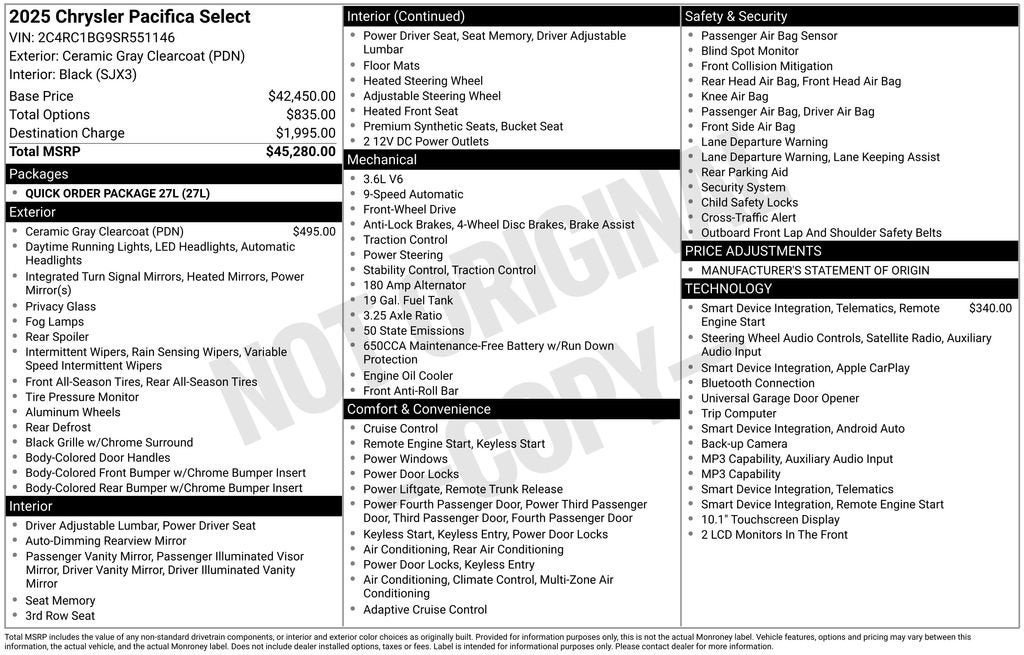 2025 Chrysler Pacifica Select