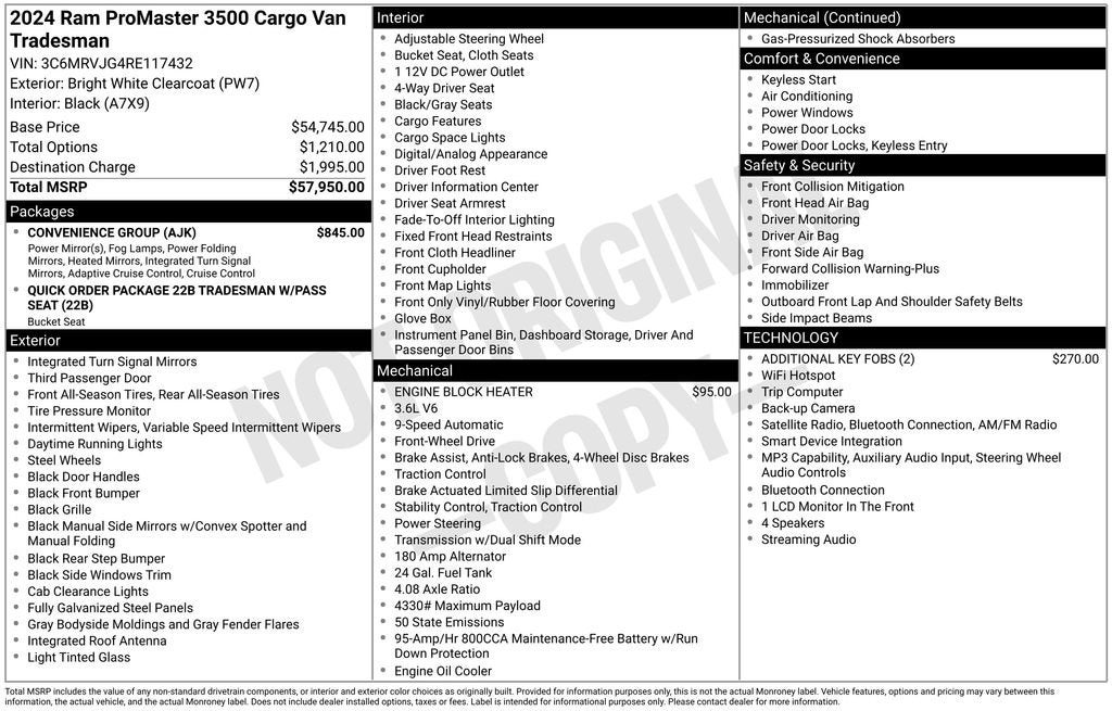 2024 RAM ProMaster Cargo Van Tradesman