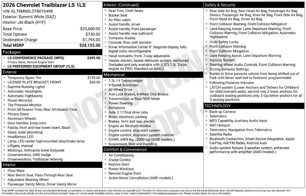 2026 Chevrolet Trailblazer LS